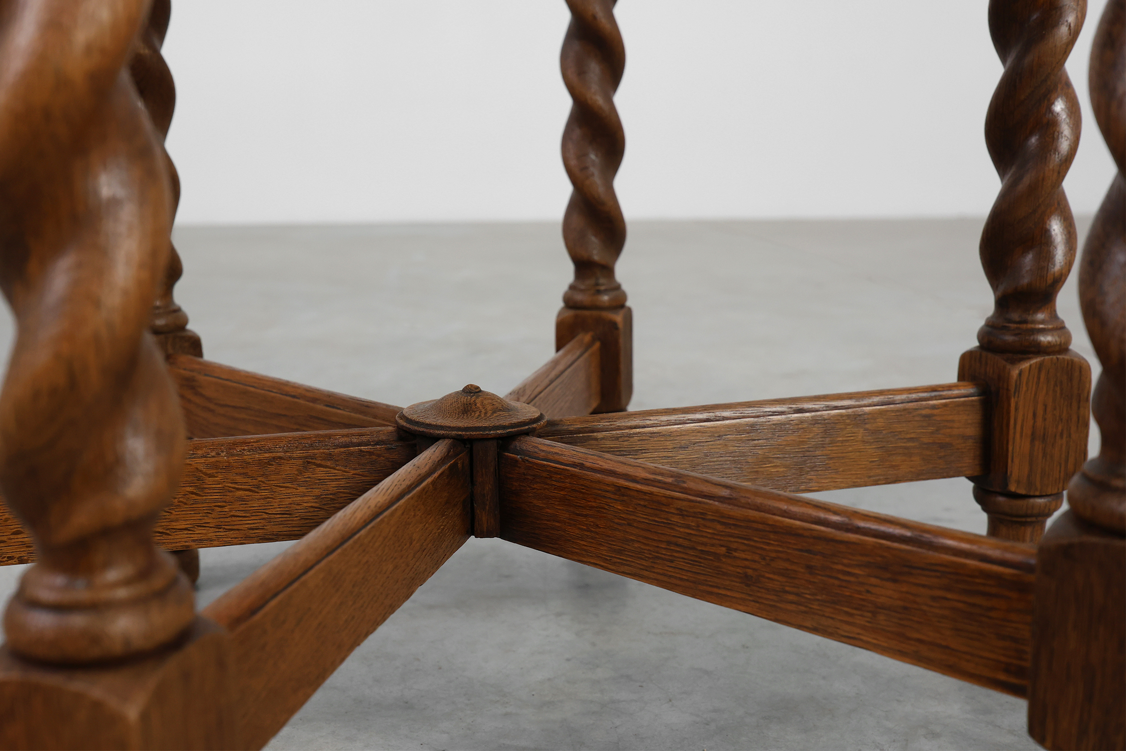 Solid Oak Carved Side Table with Barley-twist legs, France ca. 1890thumbnail